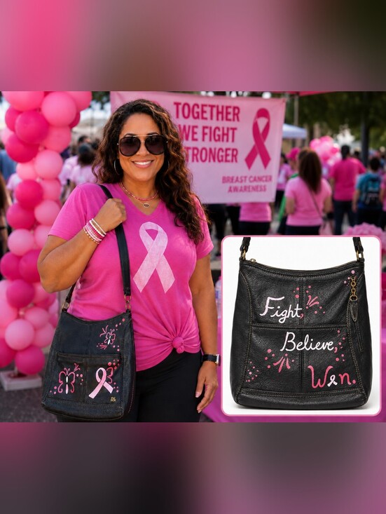 The Sak Handbags - Hand Paint Breast Cancer Awarwneas Shoulder Bag